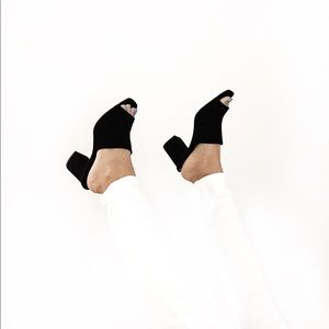 Zara open toe block heel mules